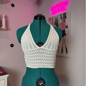 White Crochet Halter Top